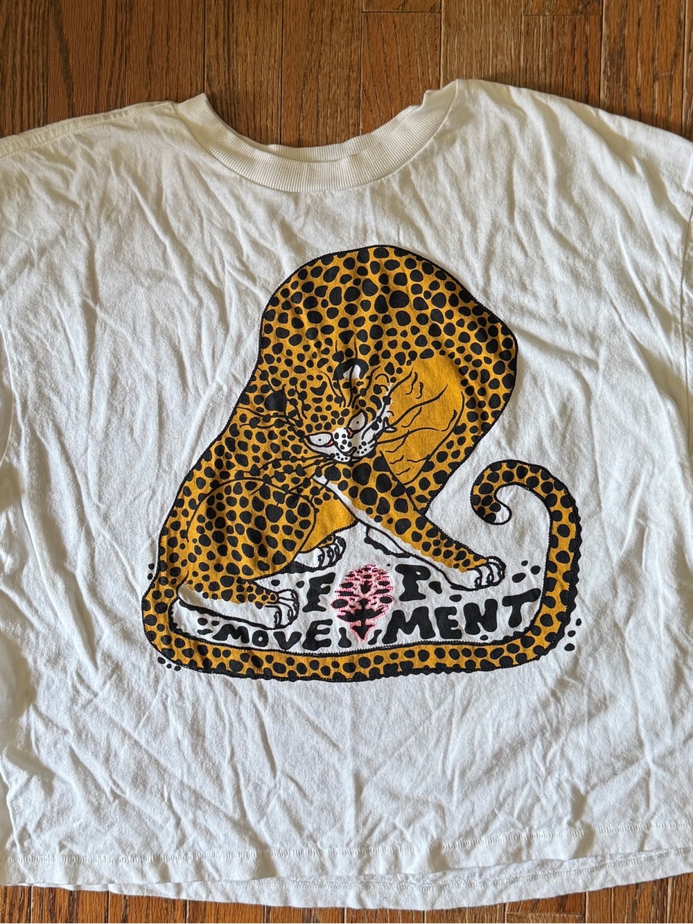 FP Movement by Free People White Tee Elliot Snowman Leopard Graphic